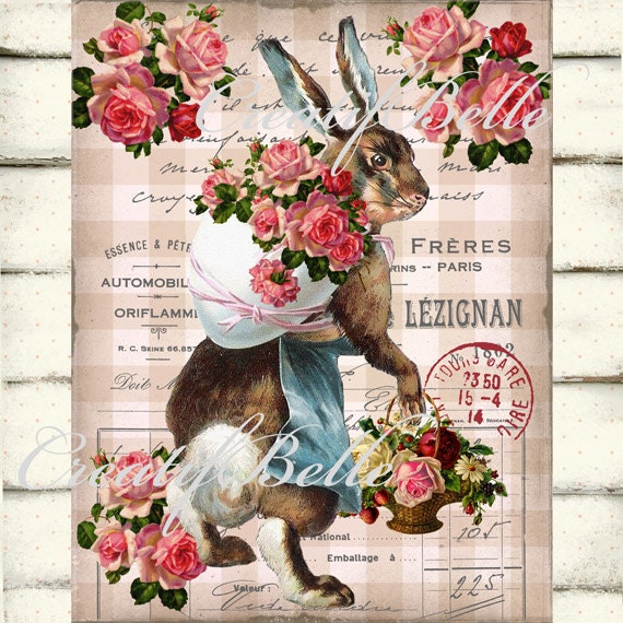 Victorian Easter Rabbit Instant Digital Download Printable | Etsy