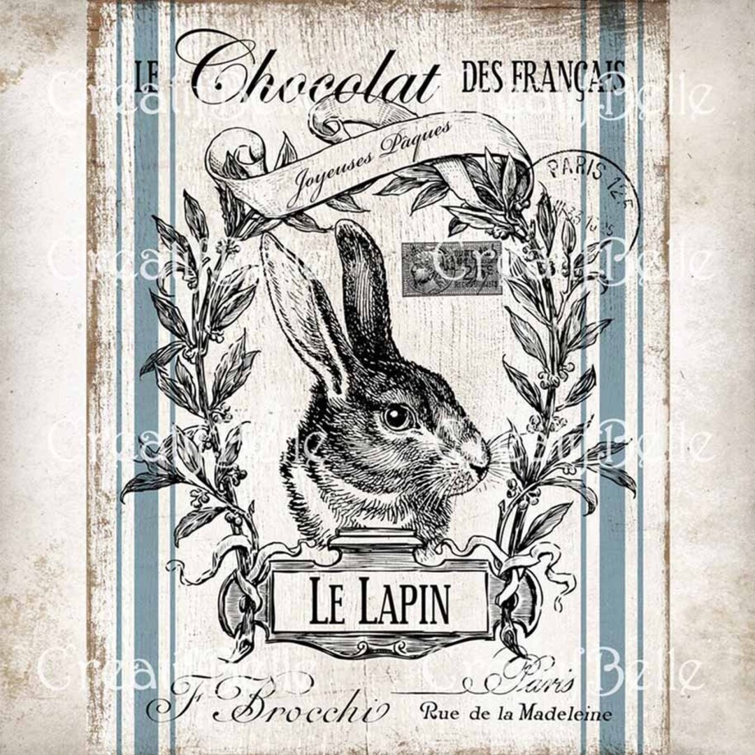 French Vintage Rabbit Easter Wreath Accent Sign French Pillow Easter ...