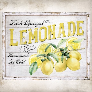 Vintage Lemonade Sign, Lemon Wreath Decor Accent Sign, Lemon Tiered Tray Decor Sign, Farmhouse Lemon Wall Art, Digital Print 2002
