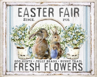 Easter Fair Fresh Flower Sign Bunny Rabbit Farmhouse Easter Home Decor DIY Wall Sign Wreath Accent Crafts Tier Tray Decor DIGITAL Print 2914