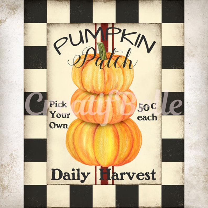 Vintage Farm Style Pumpkin Patch Instant Digital Download | Etsy