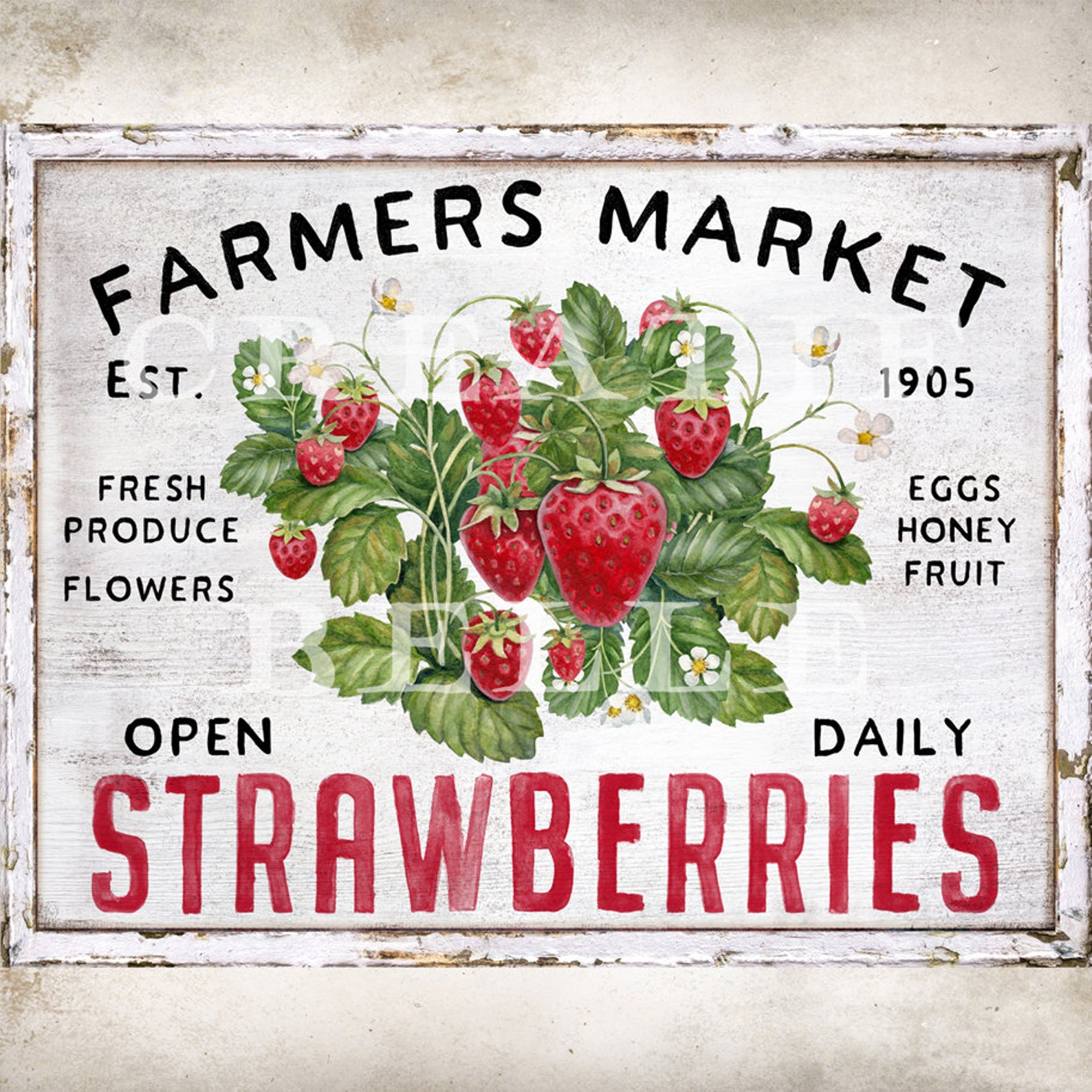 Chippy Shop Sign Modern Farmhouse Decor Chippy Wood Strawberry Sign Farmers Market ...