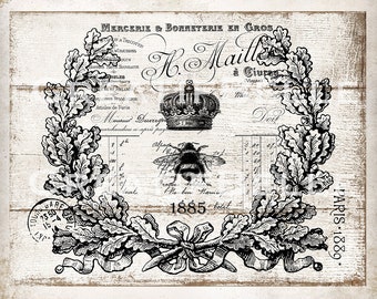 French Rustic Bee Image Transfer, Bee Sign French Farmhouse Home Decor  Wreath Accent French Pillow Tea Towel Transfer Digital Print 1677