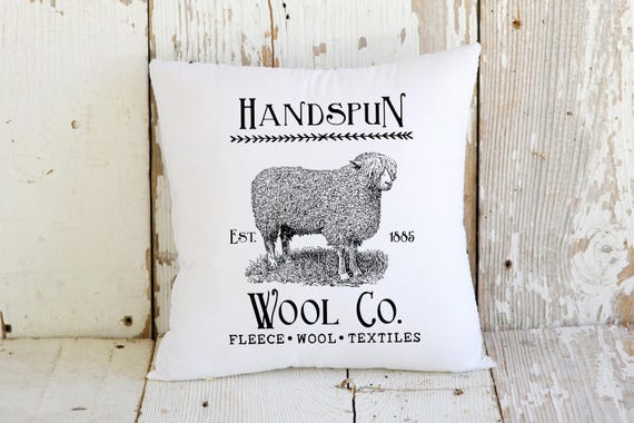 Primitive Black and White Handspun Wool Co Sheep Rustic Farmhouse