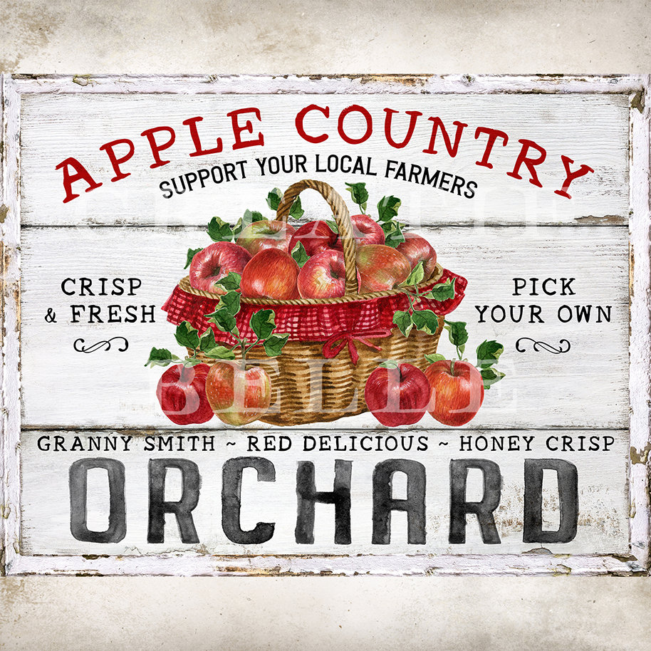 Modern Farmhouse Apple Orchard Sign Country Style Apple Graphic
