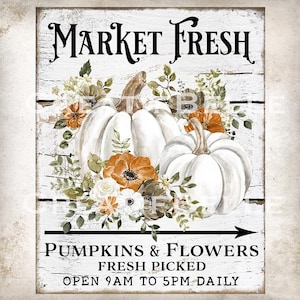 Autumn Pumpkins & Flowers Shabby Chic Fall Floral Farmhouse Fall Home Decor DIY Sign Tier Tray Decor Wreath Accent DIGITAL Print 2989
