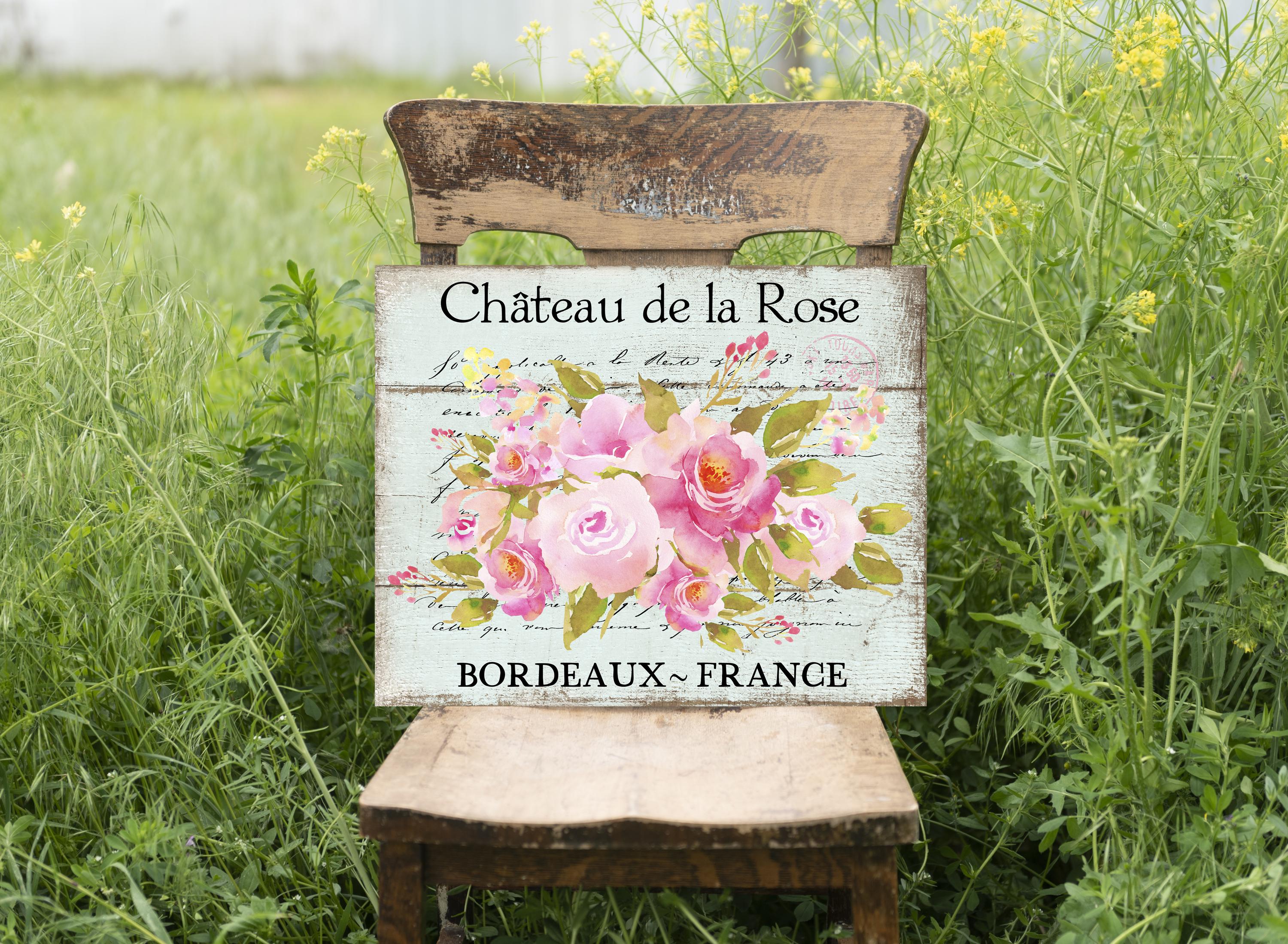 French Shabby Chic Pink Roses, DIY Sign, Front Door Sign, Tier Tray ...