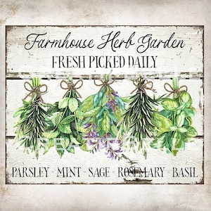 Farmhouse Hanging Herbs Wreath Accent Home Decor Kitchen Herbs DIY Sign Tiered Tray Parsley Mint Sage Rosemary Basil  DIGITAL Print 1848