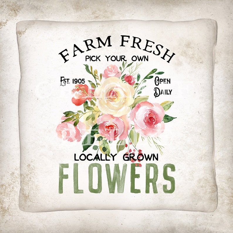 Farm Fresh Flowers Farmhouse Flower Wall Art Sign DIY Sign Etsy