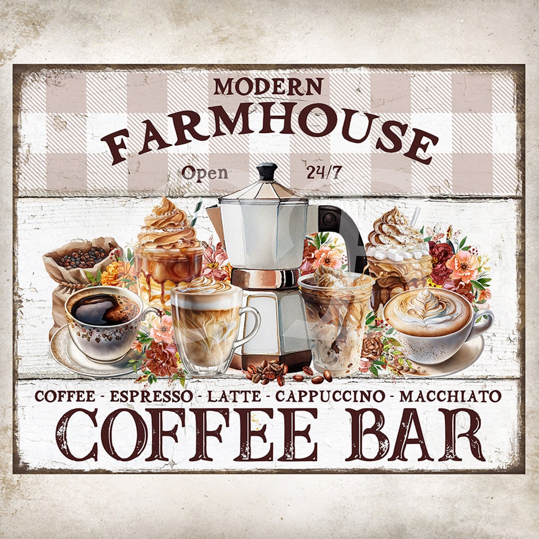 Modern Farmhouse Coffee Bar DIY Kitchen Wall Sign Wreath - Etsy