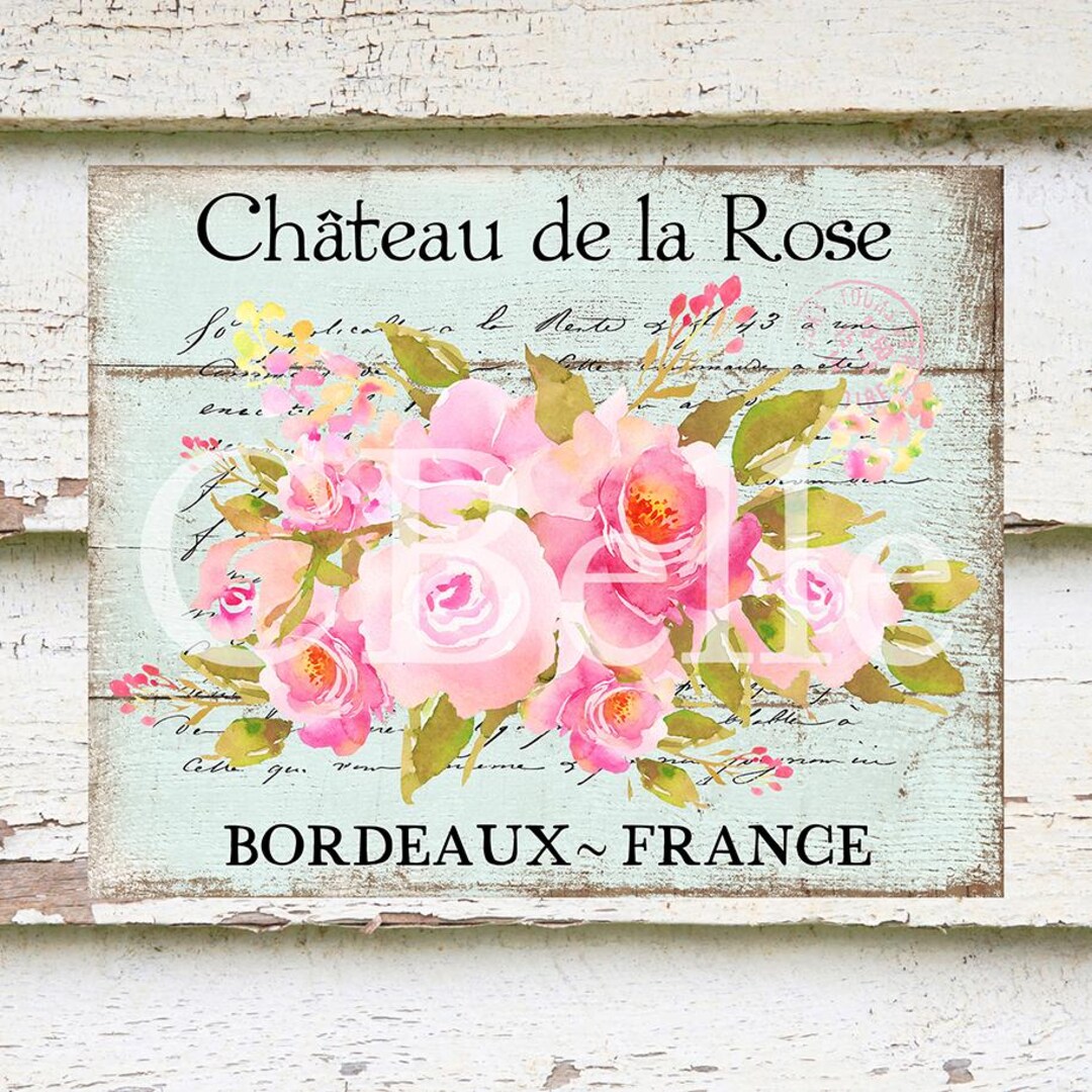 French Shabby Chic Pink Roses, DIY Sign, Front Door Sign, Tier Tray ...