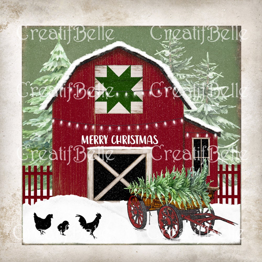 Christmas In The Barn 2022 Kc 8.5X8.5 Inch Red Christmas Barn Christmas Wreath Sign | Etsy Canada