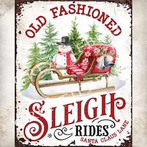 Farmhouse Christmas Sleigh Rides DIY Sign Tier Tray Holiday Decor Transfer Snowman Christmas Trees Garden Flag Transfer Digital Print 2657