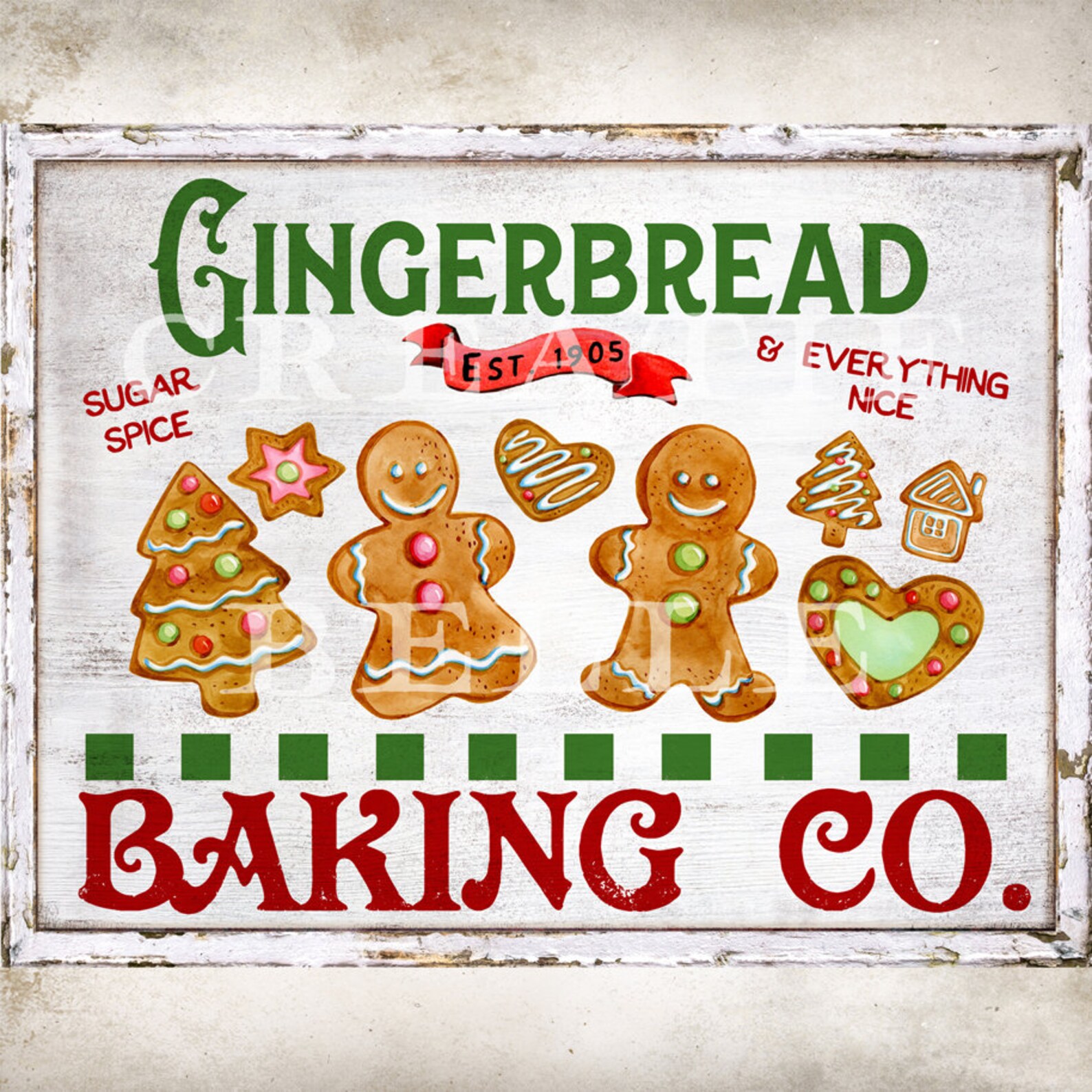 Christmas Gingerbread Baking Co Farmhouse Christmas Wall Art | Etsy