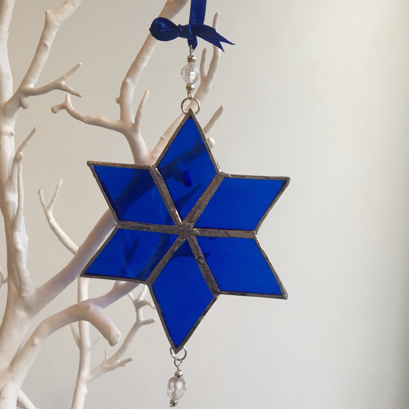 Decorative star. Stained glass hanging 6 point star window Etsy