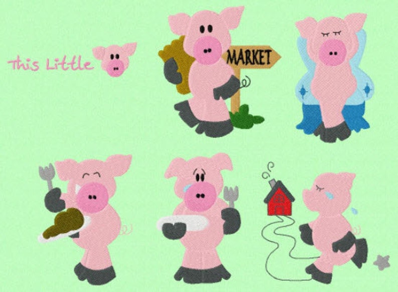 25 This Little Piggy Nursery Rhyme Embroidery Designs With Etsy Australia