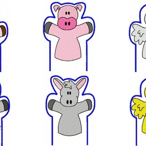 46 Farm Hand Puppets Embroidery Design Files 4x4, 5x7, 6x10 with Memory Matching Games