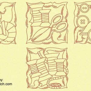 Redwork Blocks 10 Redwork Sewing Block Designs 4x4 - Etsy