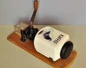 Ancient wall coffee grinder - German Vintage Germany 1930 Porcelain Wood Manual Coffee mill Kitchen Decor
