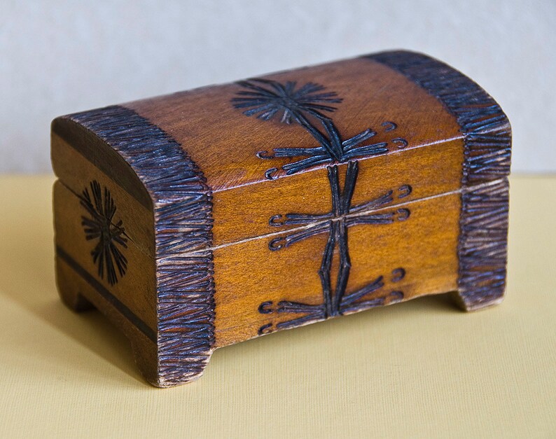 Vintage Wooden Polish Carved Box Casket Wood Handmade Etsy