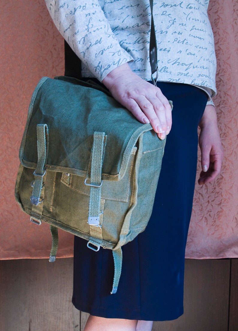 Vintage military canvas bag Army backpack Vintage purse Etsy