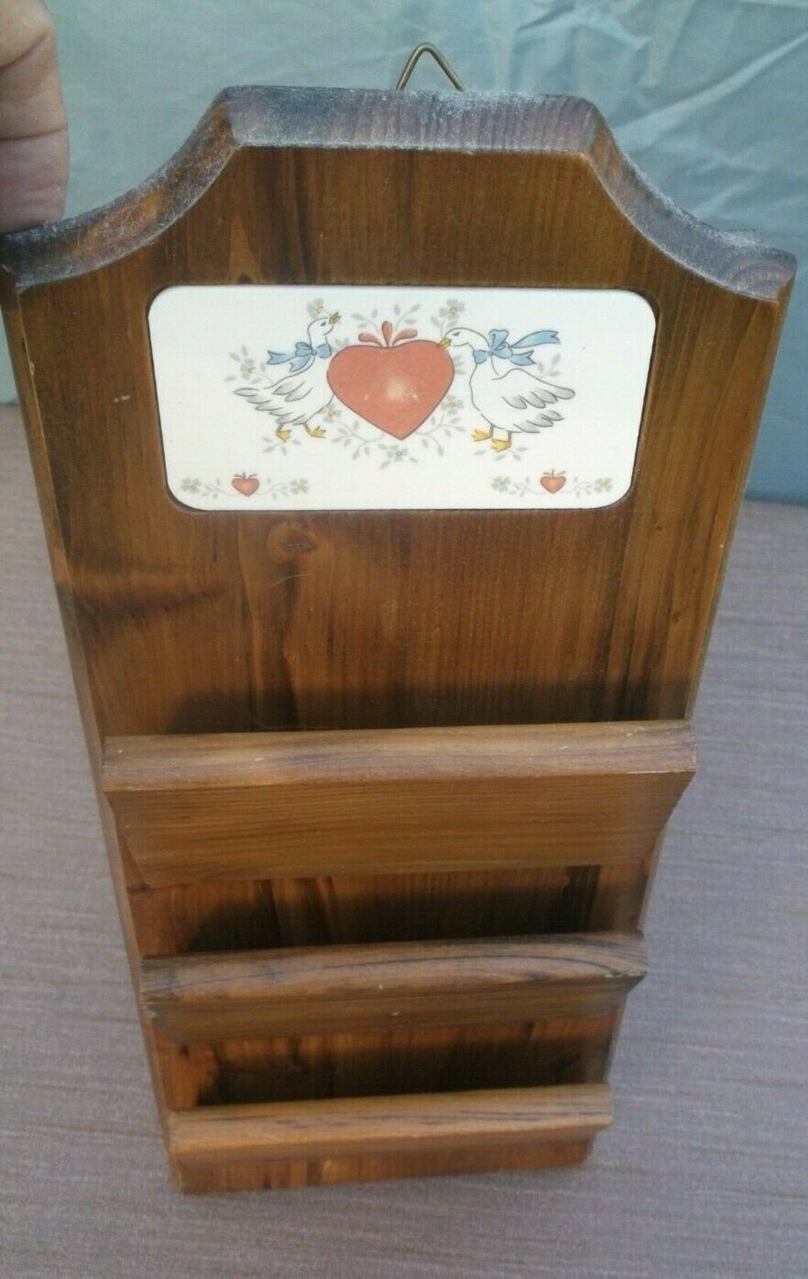 Vintage Wall Mount Mail BILL Letter Holder / Organizer Wood Etsy