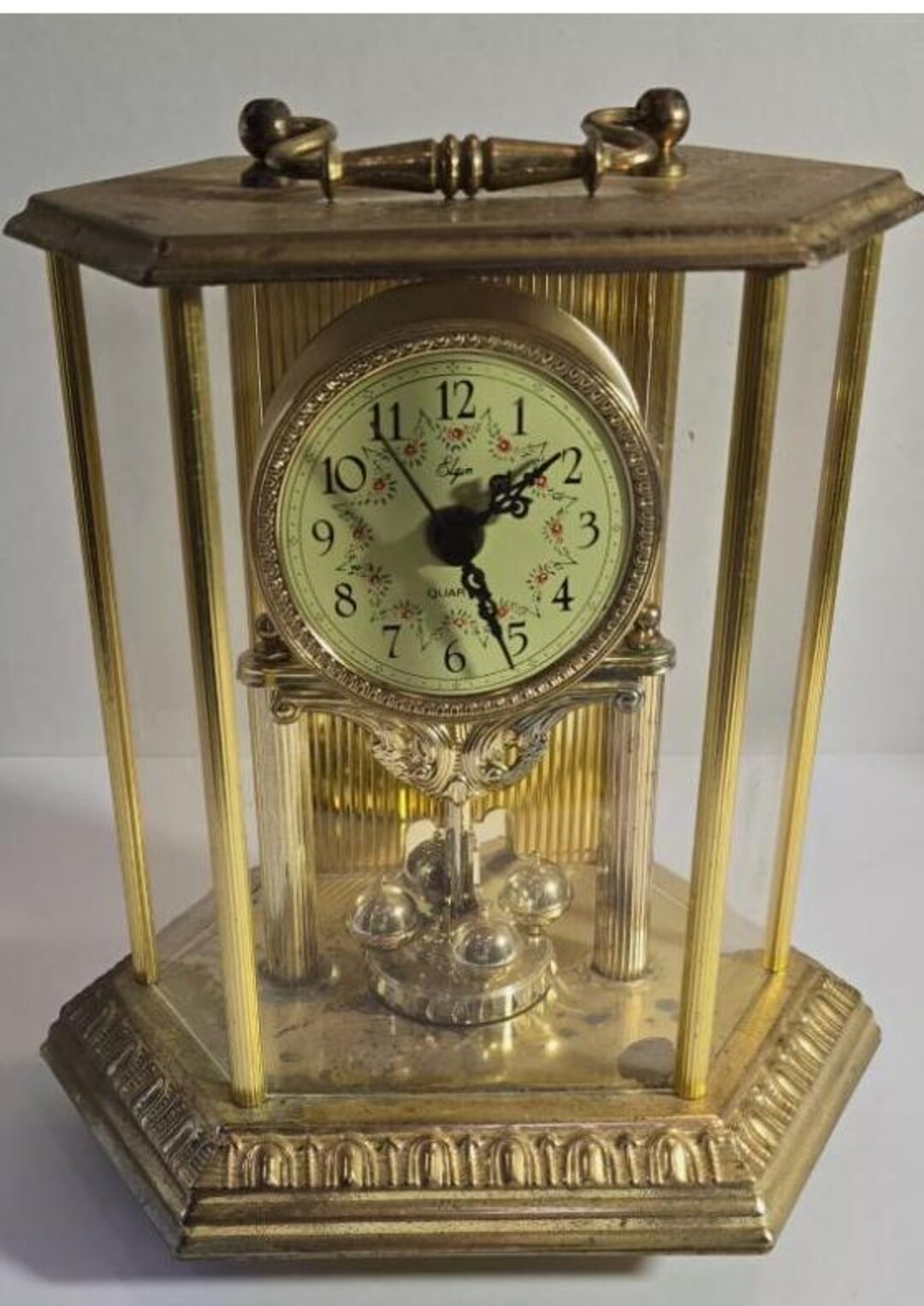 Vintage ELGIN Brass Carriage Style Anniversary MANTEL CLOCK With ...
