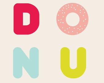 Donuts Typography Art Kitchen Art Digital Download