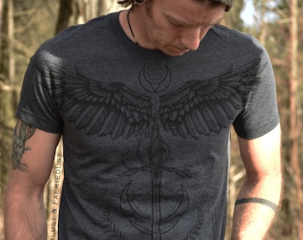 MEDICINE Sacred Geometry Rune unisex Tshirt, Original Art screen printed T-Shirt, Alternative Tee Pagan Shirt for him, Wiccan Clothing