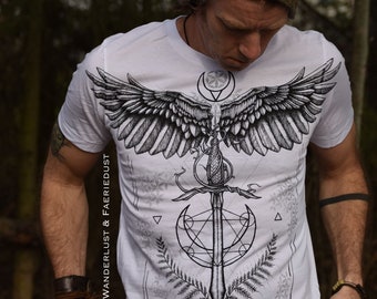 MEDICINE Cotton unisex Tee, Sacred Geometry Rune Tshirt, Original Art screen printed T-Shirt, Alternative Tee Pagan Shirt for him