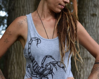 UNISEX Scorpio Tank Top, Scorpion Tank, Zodiac sign Tank Top birthday gift, alternative grey workout sleeveless top, Scorpio Shirt gift