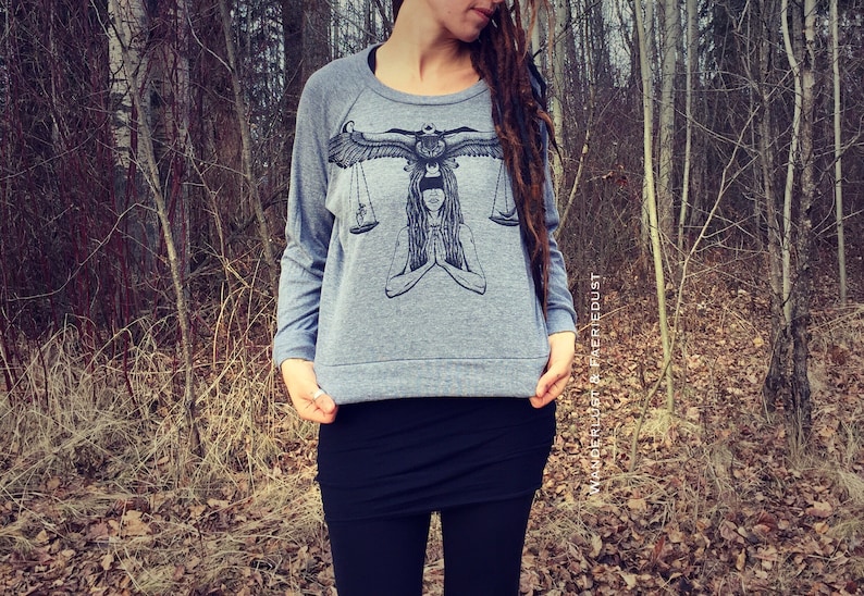 Original Art Raglan Pullover slouchy Longsleeve Sweater GODDESS of Ma/'at print relaxed fit Longsleeve Raglan printed Sweatshirt for Women