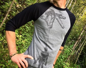 Dust metaphysical unisex Baseball Shirt with deeper meaning, Genesis Creation handprinted Shirt, Pagan Viking Clothing for him
