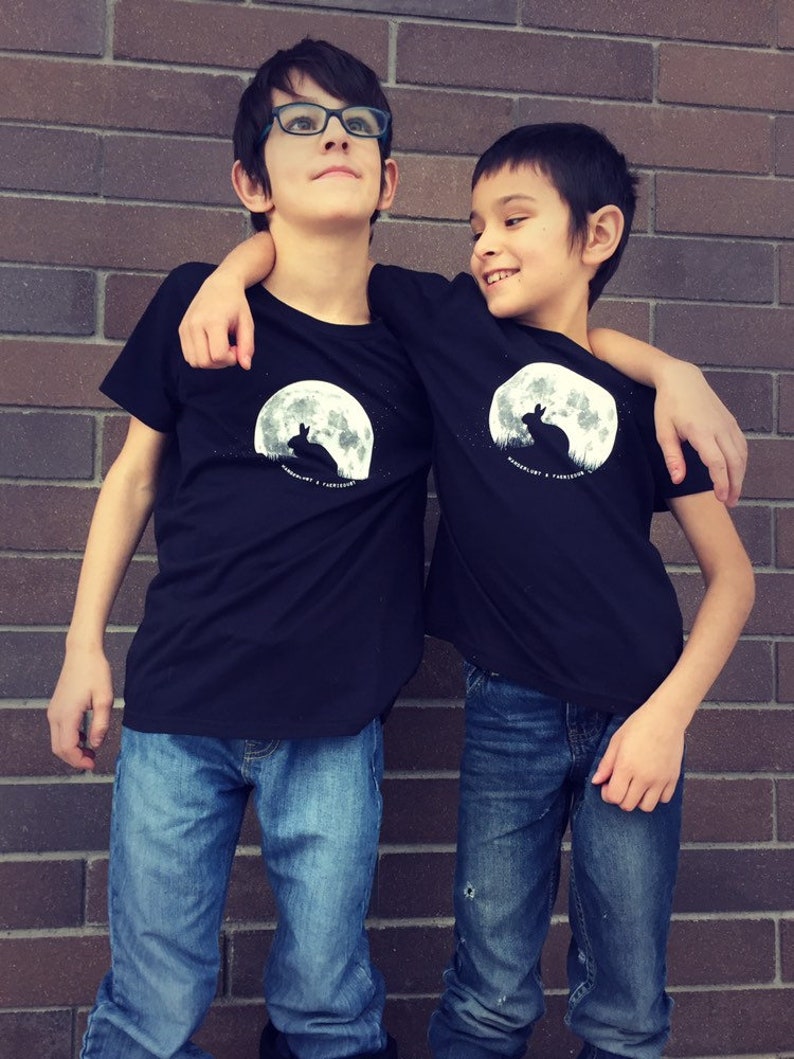 Bunny Lover Gift Kids Bunnymoon Cotton TShirt Kids size Rabbit Shirt Kids Animal Print Shirt Rabbit Clothing