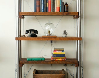 Oak and Stainless Steel Shelving, Modern and Rustic