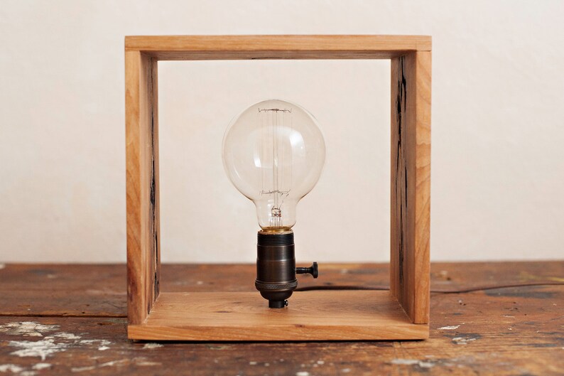 Shadow Box Edison Lamp in Air-dried Ash