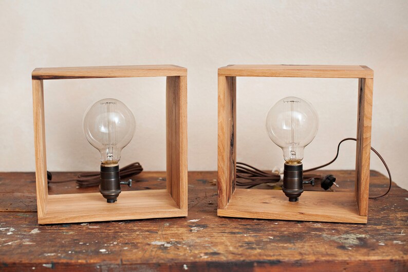 Shadow Box Edison Lamp in Air-dried Ash
