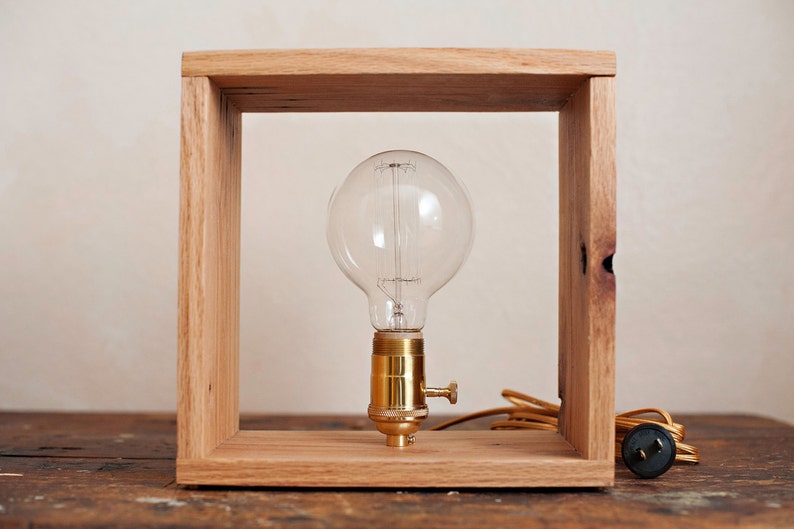 Shadow Box Edison Lamp in Reclaimed Boxcar Oak Etsy