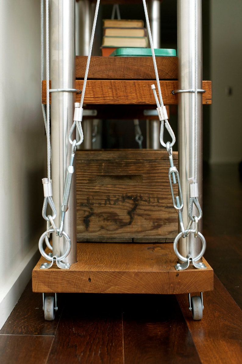 Oak and Stainless Steel Shelving, Modern and Rustic image 4