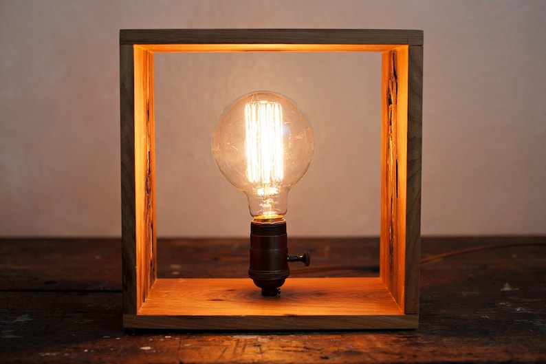 Shadow Box Edison Lamp in Air-dried Ash