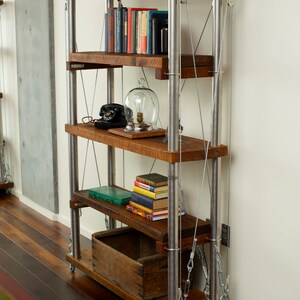 Oak and Stainless Steel Shelving, Modern and Rustic image 2