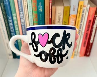 Taza de café "vete a la mierda", contenido para adultos