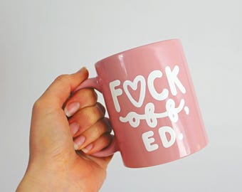 Recuperación de un trastorno alimentario, taza para trastorno alimentario, recuperación de un trastorno alimentario, taza rosa, regalo para un trastorno alimentario, taza para "vete a la mierda"