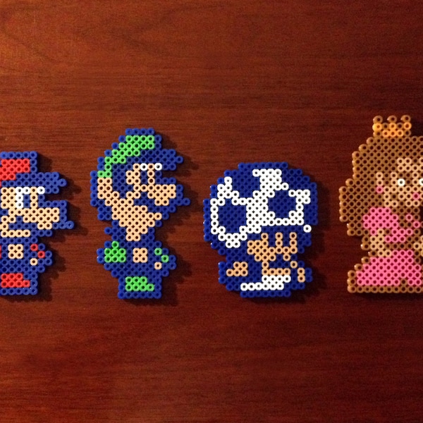 Little Super Mario Brothers 2 Inspired 8 Bit Perler Characters