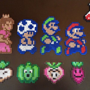 Super Mario Brothers 2 Inspired 8 Bit Perler Characters