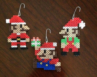 Super Mario Brothers Inspired 8 Bit Mario Christmas Ornaments