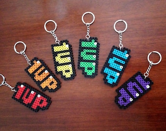 Nintendo Inspired 8 Bit 1 Up Keychains - Various Colors