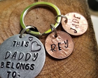 Personalized Daddy Keychain, Custom Kids Names Charm