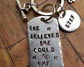 She Believed She Could, Handstamped, She Believed So she did Personalized,  Graduation Gift,  Proud of You Present, popular quote