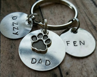 Dog Dad Keychain,  keychain for dog dad, Dog Dad Gift, gift for him, Personalized Pet Names, Pet Lover Gift, Personalized gift for man